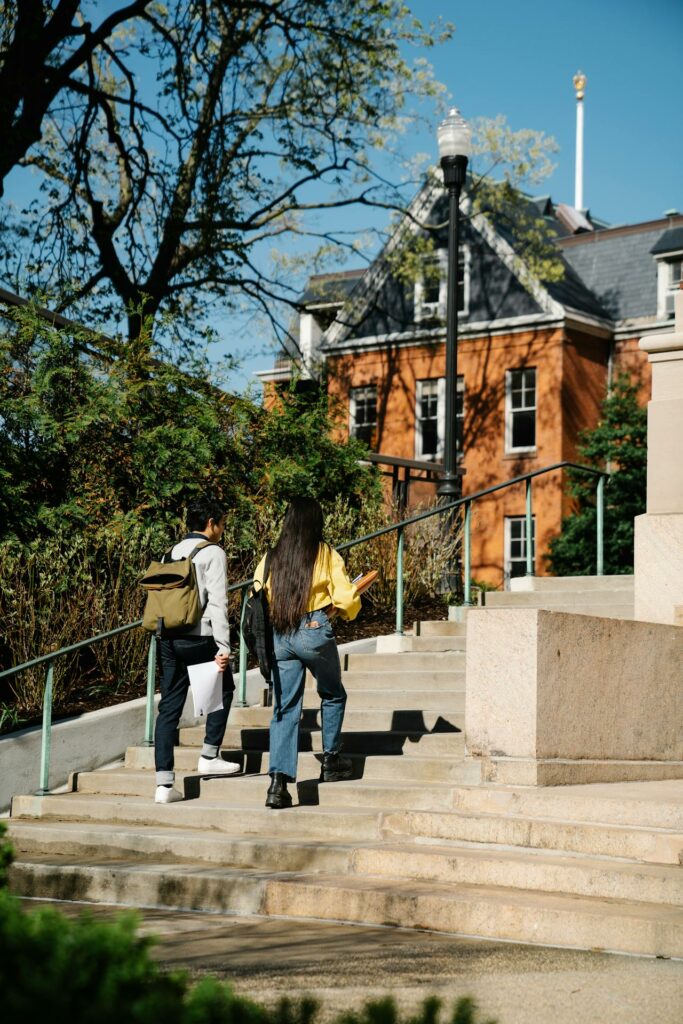 Students Walking Up the Stairs